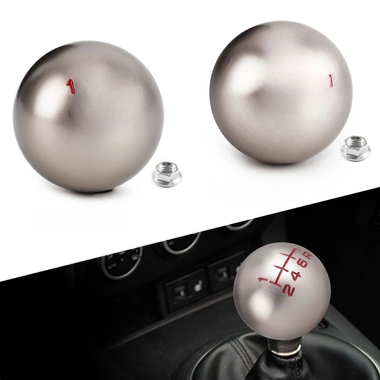 Aluminiowa gałka dźwigni zmiany biegów JDM w kształcie kuli 5/6 prędkości M10 * 1,5 do Honda Fit Civic City FD2 FN2 EP3 TYPE R DC2 DC5 AP1 AP2 S2000 F20C — zdjęcie 2