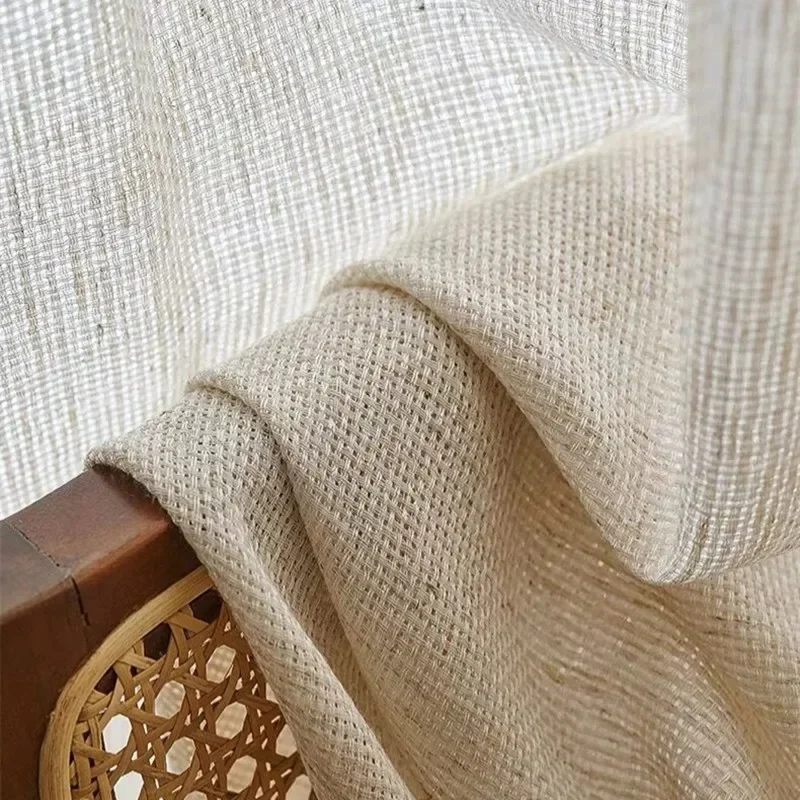 Japanse Vintage Beige Linnen Dikke Tule Woonkamer Deur Vlas Keuken Vitrages voor Slaapkamer Voile Raam S Plooien Gordijnen - afbeelding 2