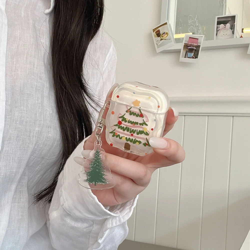 

Fashion creative polka dot line Christmas tree headphone protective case for AirPods 2 3 4 Pro 2 3 beautiful shockproof Fundas