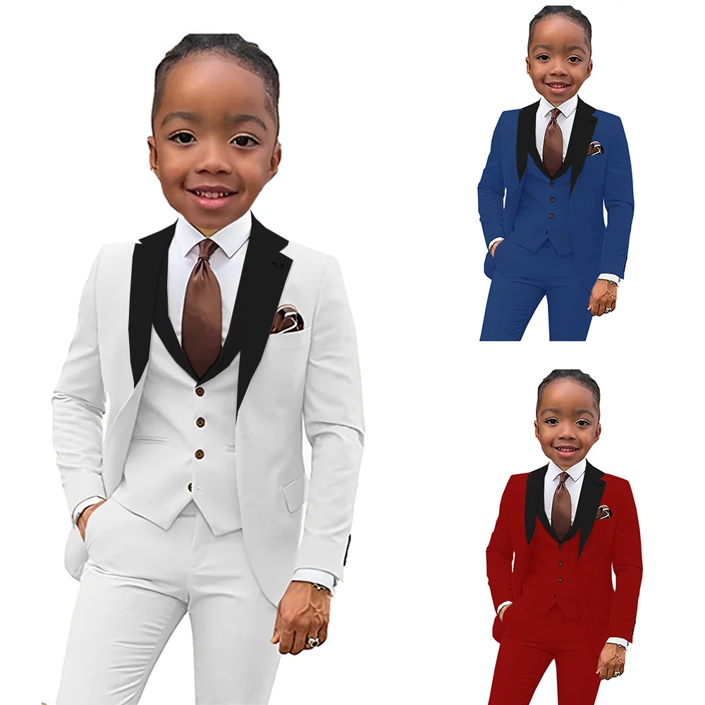 

Formal Party Suits Classic Kids Party Outfits Blazer Jacket Trousers School Uniform 3 Pieces White Black Dress