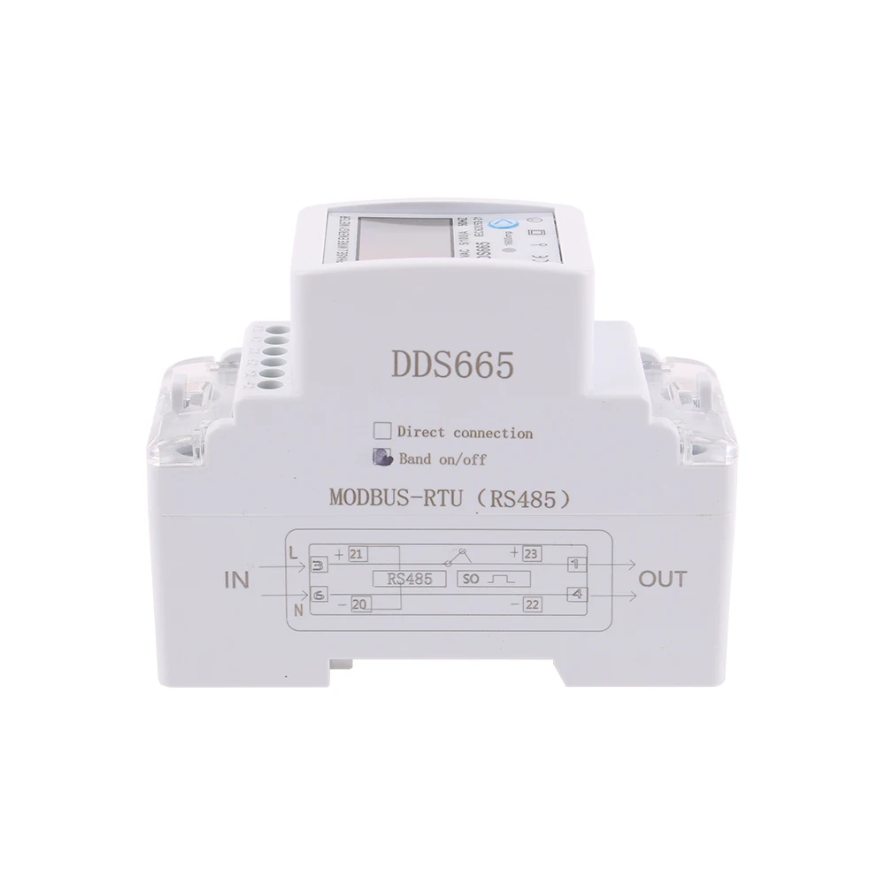 Imagem -04 - Medidor de Eletricidade em Trilho Din Dds665 com Retroiluminação Rs485 Multifunções Função On-off para Consumo de Energia 220v 50hz 60hz