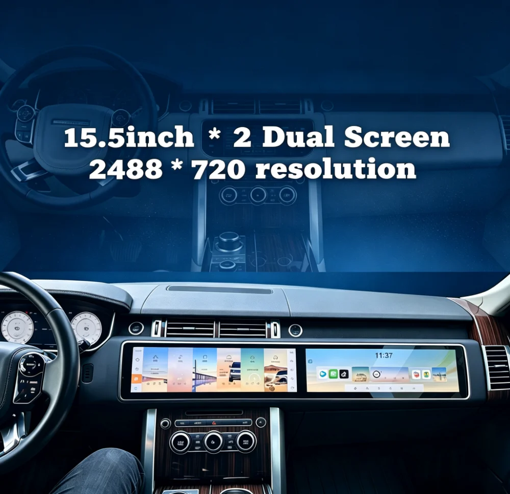 15.5 Inch Android Car Navigation for Land Rover Range Rover Sport L494 2018-2019 Dual Screen Carplay Touch Screen GPS WiFi