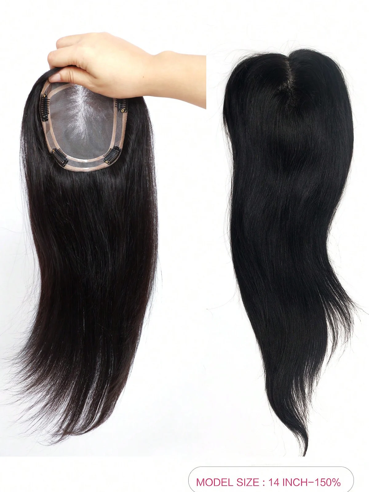 100% Real Human Hair Toppers for Women Clip in Hairpieces Breathable 5"x 6" Big Mono Base for Covering Greyish Thinning Hair