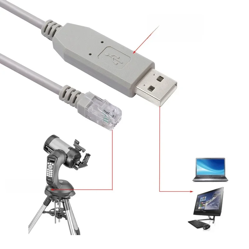 Celestron Nexstar sterowanie ręczne USB RS232 szeregowy do RJ9 4P4C aktualizacja oprogramowania sprzętowego kabel do Celestron Nextstar sterowanie ręczne — zdjęcie 2