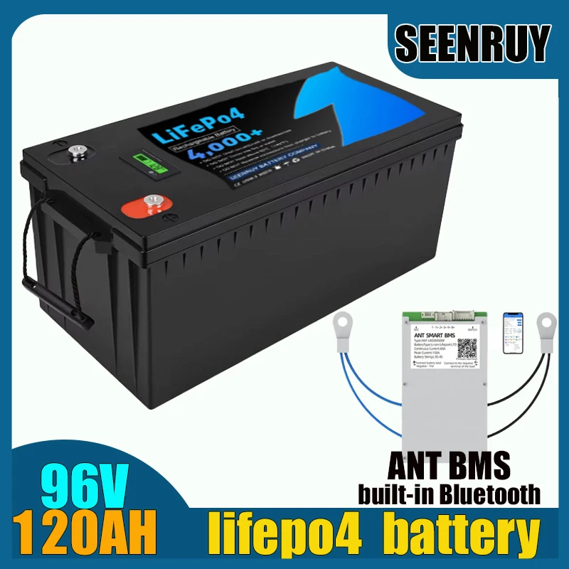 LFP 96V 120AH LIFEPO4 Battery with ANT BMS 150A 200A 340A for Bus Car Food Truck Motorcycle Van Forklift