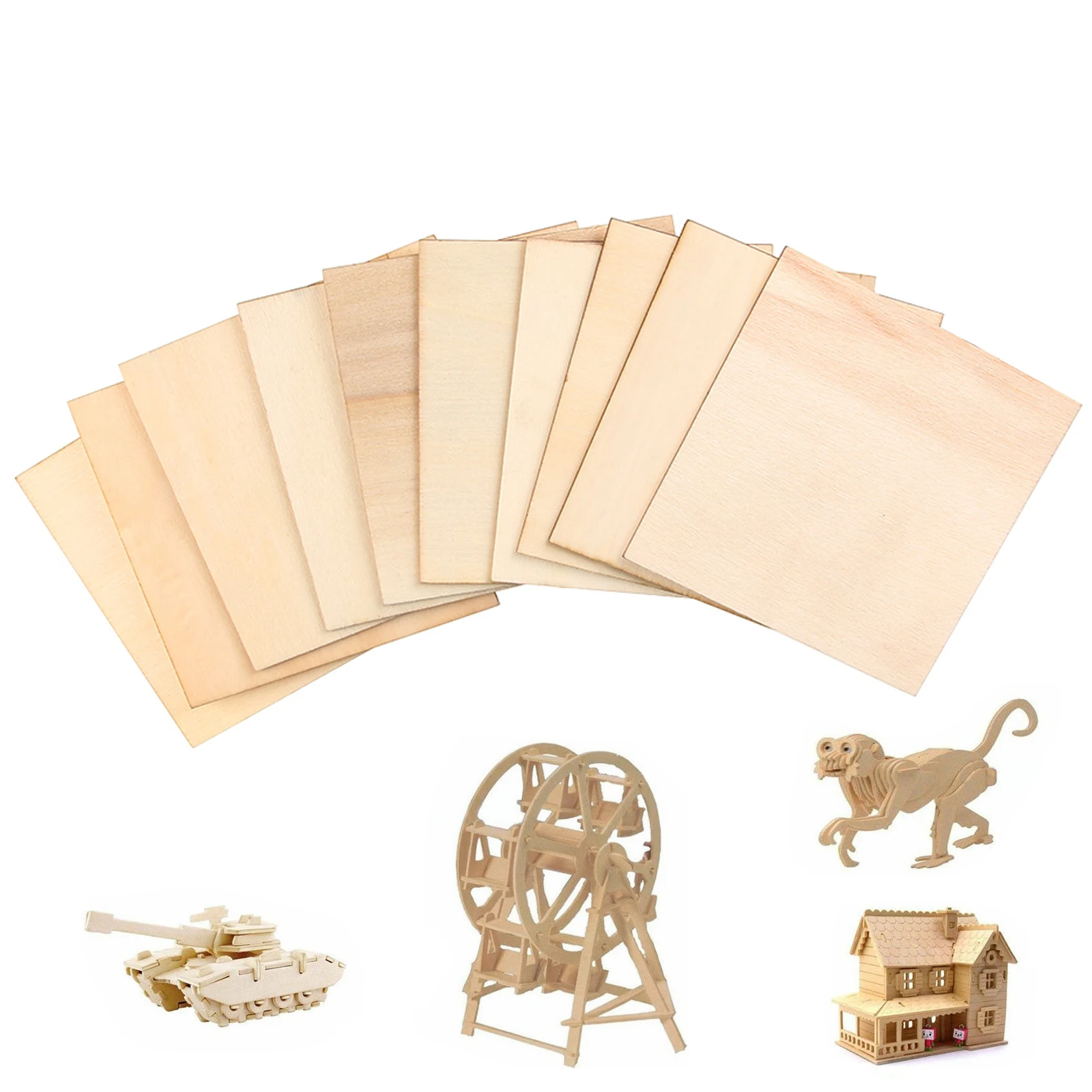 Plywood Sheets,10pcs 300*200*1.5mm Thin Balsawood,Unfinished Unpainted Basswood Plywood,Model Craft DIY Model Wood Plate