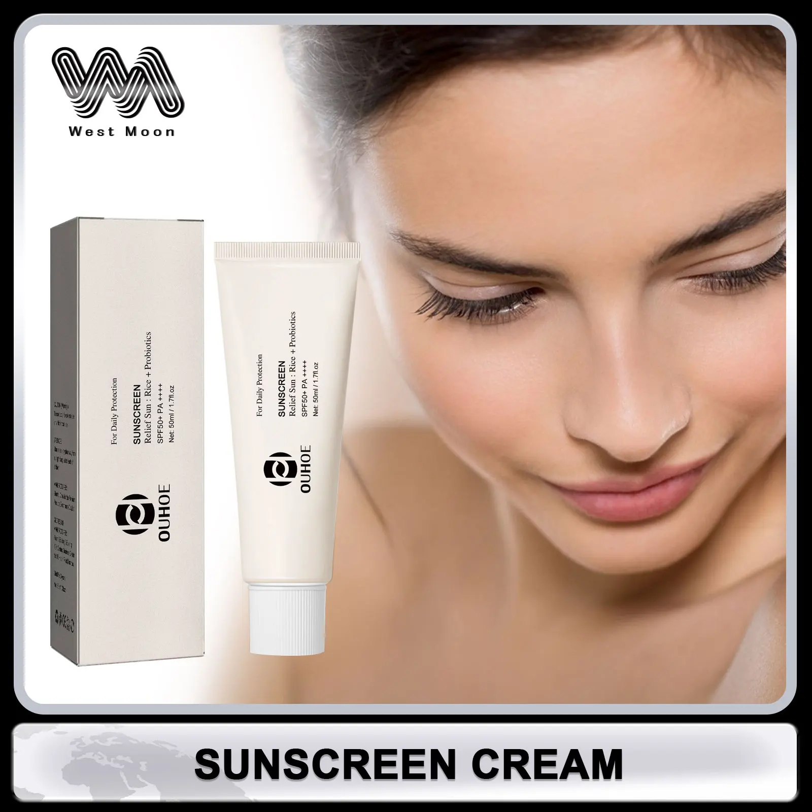 Rice Spf 50 Sunscreen Cream UV Isolation Lasting Moisturizing Face Waterproof Sweatproof Oil Control Refreshing Sun Block Cream