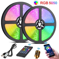 Led Strip Light Music Sync RGB 5050 Led Tape Bluetooth Control Flexible Ribbon for Room Party Decoration TV Backlight