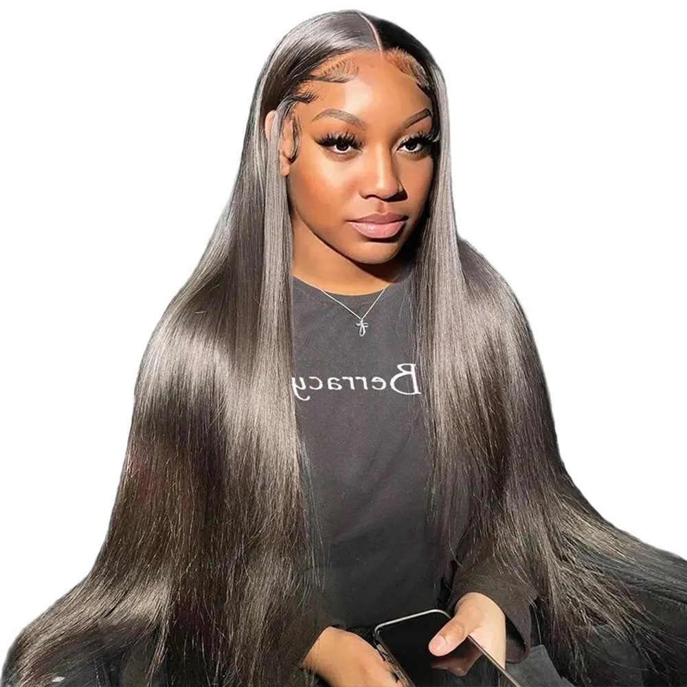 Glueless Straight Cabelo Humano Lace Frontal Peruca, Osso Straight Peruca, HD Lace Wig, 13x6, 200, 250 Densidade, 30"