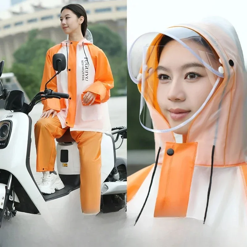 AliExpress Raincoat and Rain Pants Set Color-blocked Fashionable Full-body Rainproof Outdoor Cycling Electric Vehicle Raincoat