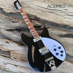 In Stock 6 String Semi Hollow Body Electric Guitar Black Color, Rosewood Fretboard, Tailpiece Bridge, High Quality 360 Guitarra