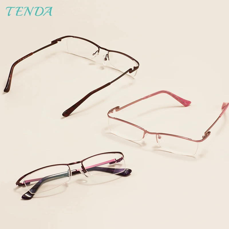 Vintage Metal Half Rim Female Eyeglasses Frame Browline Semi Rimless Colorful Spectacle Women Reading Glasses Presbyopic Glasses
