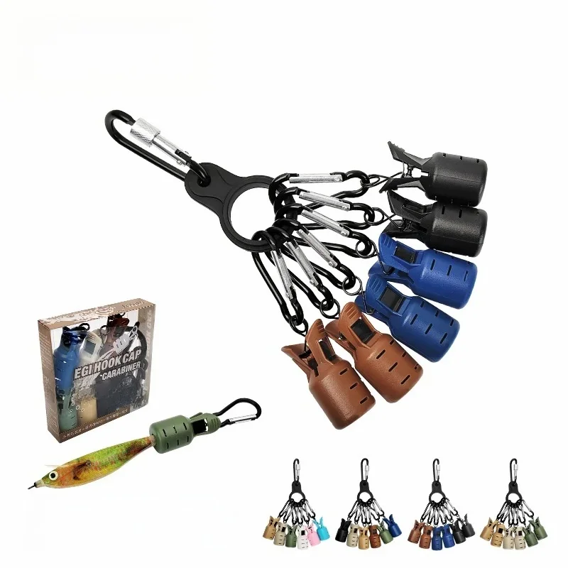 Nowy zestaw ochraniaczy na przynętę Squid Jig Rozmiar M 6szt Webfoot Octopus Egi Hooks Cover Cuttlefish Umbrella Lure Cap z karabińczykiem — zdjęcie 2