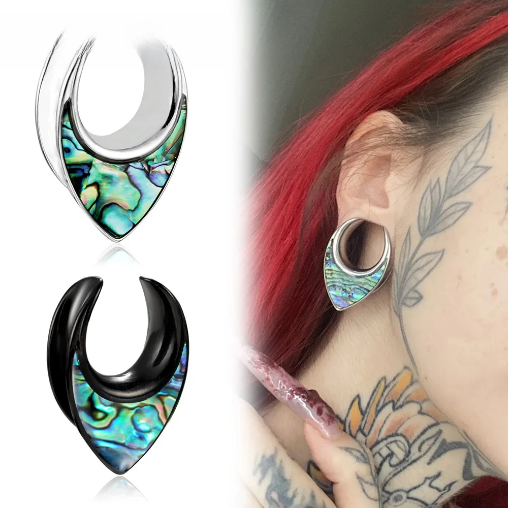 Twolobes 2PCS Naturalne muszle Tunelki pod siodło Wtyczki Nosze Moda Piercing Biżuteria damska Kolczyki Expander — zdjęcie 2