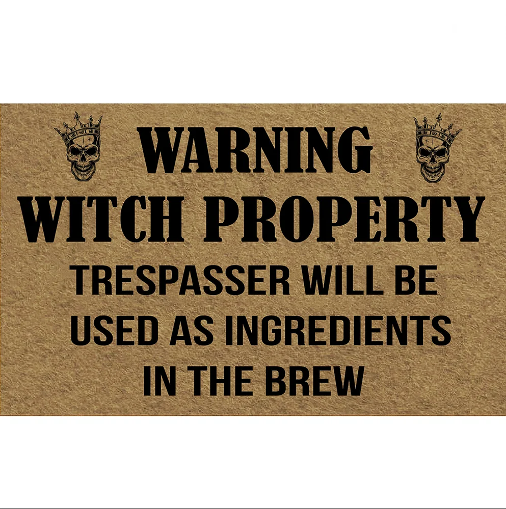 

Warning Witch Property Doormat Rubber Bathroom Kitchen Mat Garden Garage Door Floor Mat Non-Slip Carpet Entrance Rug