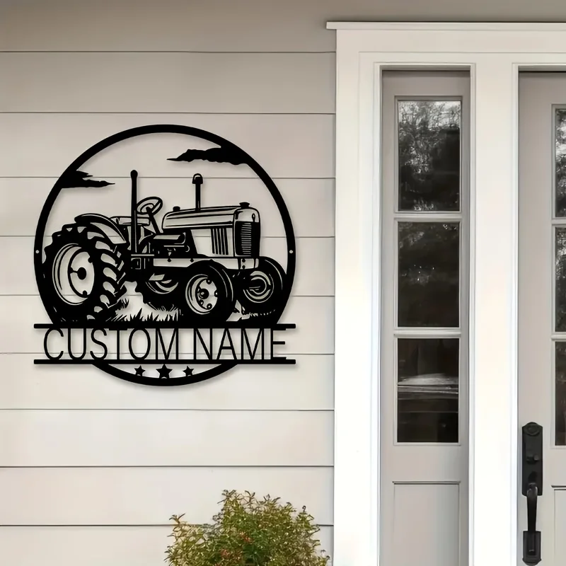 Custom Name Tractor Wall Art Signs, Farmhouse Wall Decor, Metal Tractor Art, Ideal Presents for Porch/Patio Wall Art Decorations