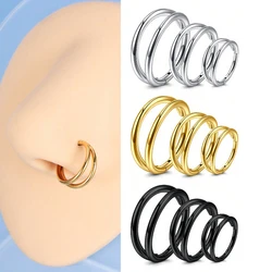 Double Nose Rings Hoops Septum Rings Cartilage Hoop Earring Piercing Nose Open Stacked Hoop Nose Rings for Women and Men