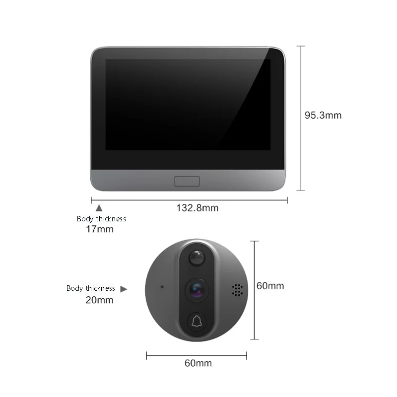 4.3-Polegada tuya inteligente wifi vídeo olho mágico visão noturna campainha monitor de detecção de movimento alta definição campainha de vídeo em casa