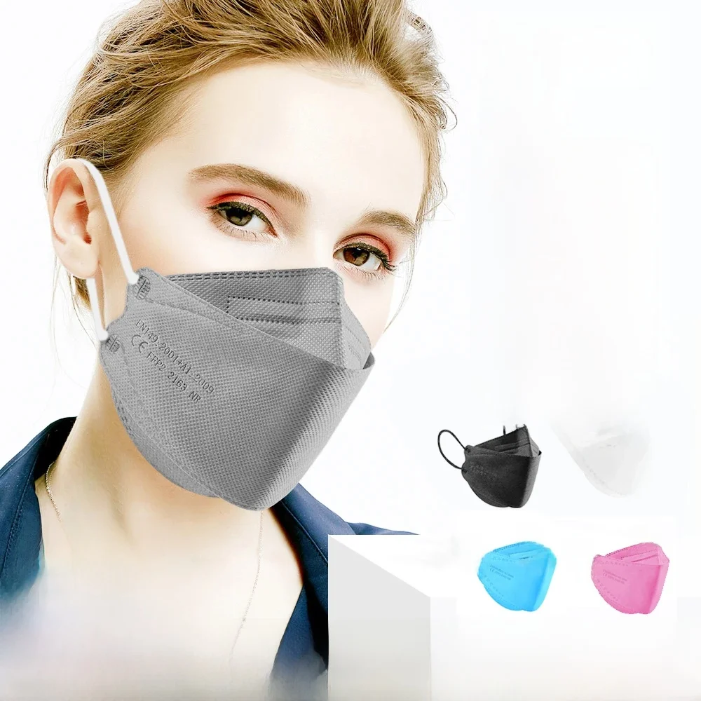 Masque pour adulte 4 couches CE FFP2 KN95, respirateur en tissu, masque facial FFP2 Mascarilla, filtre buccal anti-poussière, masque facial ffp2 réutilisable