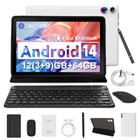 A10L Tablet 10 inch Android 14 12GB RAM 64GB ROM 1TB Expand WiFi6 Face Unlock HD IPS Screen Keyboard pen For PC Pad