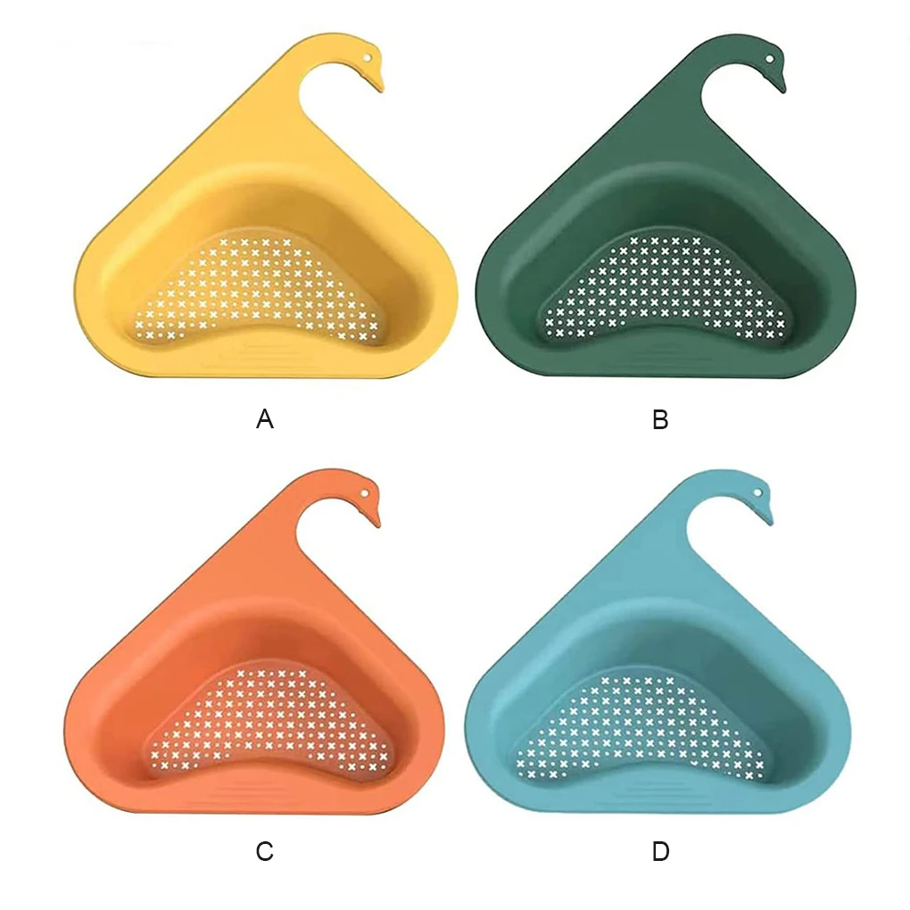 Plastic Kitchen Sink Drain Basket Animal Shape Lovely Triangular Fruit Cleaning Leftover Colander Restaurant Draining Rack Blue