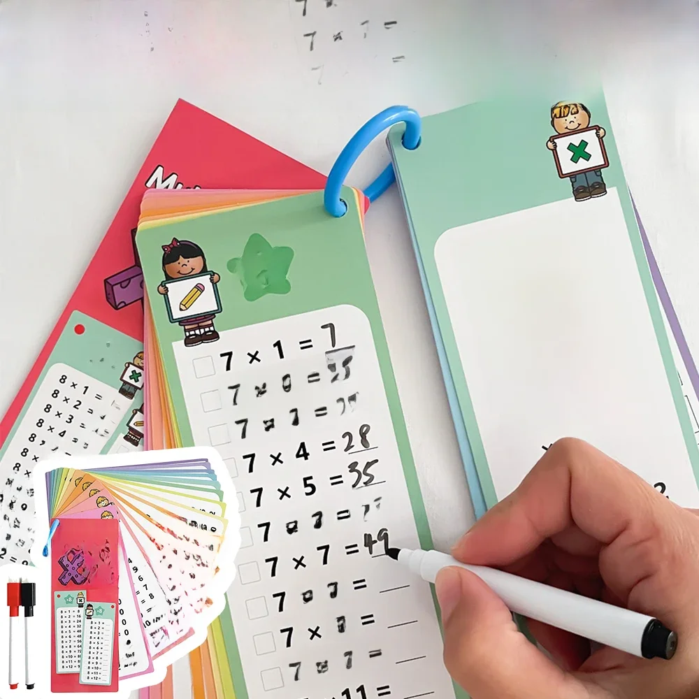 Self Check Math Learning Tool, 0-12 Gráficos Multiplicação, Times Table Cartões, Montessori Formação