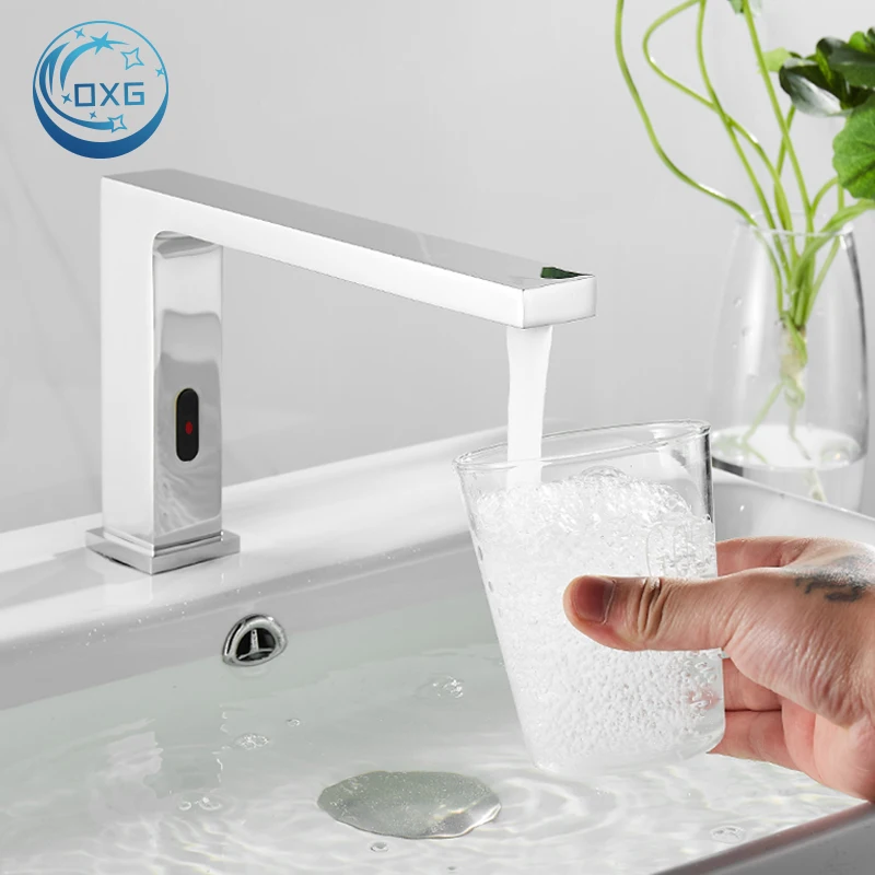 

OXG Touchless Bathroom Sink Faucet,Basin Faucet Smart Sensor Automatic Water Flow,Water-Saving,Ideal for Home and Commercial Use