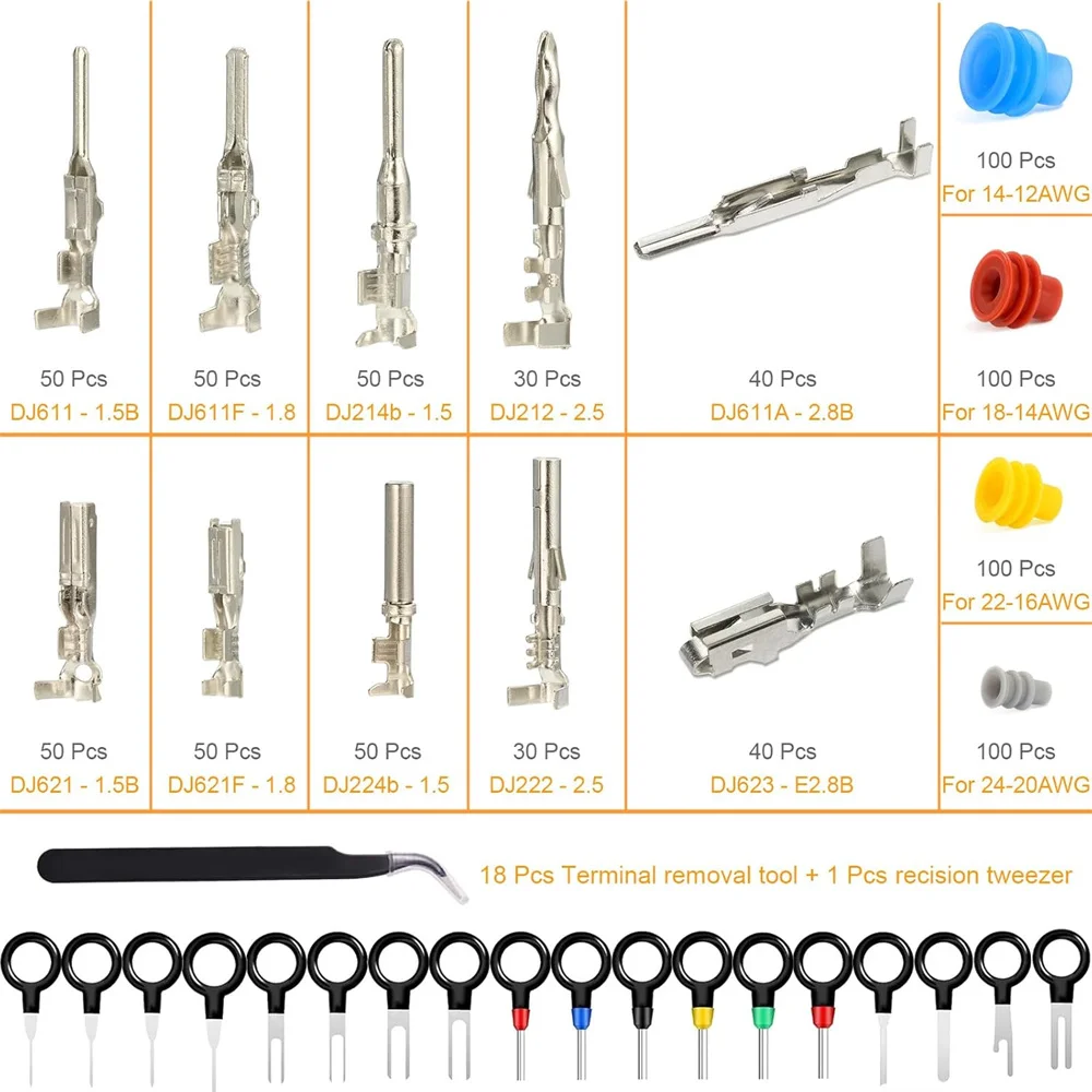 859 stücke Automotive Elektrische Pin Anschlüsse Kit 1,5/1,8/2,5/2,8mm Pin Terminals Draht Stecker Pins männlich Weiblich Crimp Pins – Detail 2