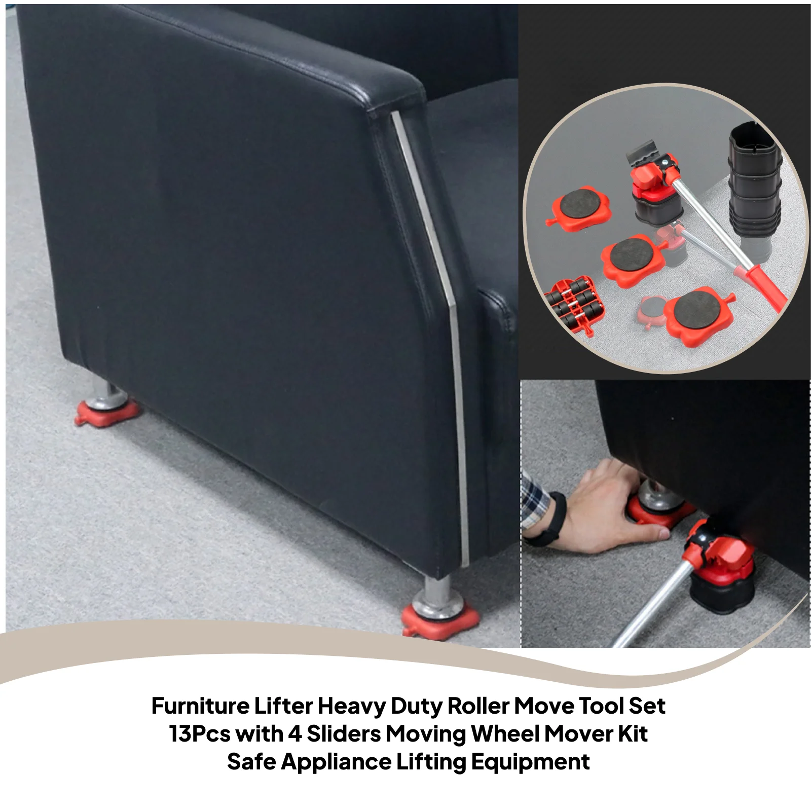 

1 Set Resistance Furniture Lifter with 4 Sliders Moving Wheel Safe Appliance Lifting Equipment for Appliances Load Capacity