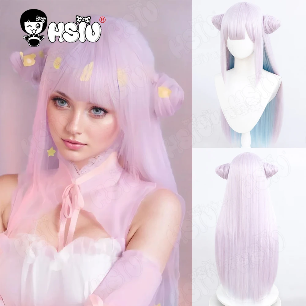 Mimori Byakuya Cosplay Wig Fiber synthetic wig「HSIU 」The Magical Girl and the Evil Lieutenant Pink Purple Mixed Blue Long Wig