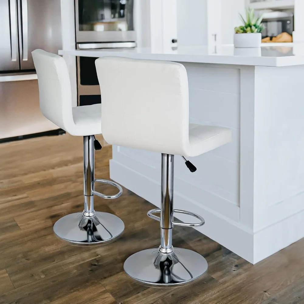 

Bar Stools for Kitchen, Modern PU Leather Swivel Adjustable Counter Height Swivel Stool with Square Back