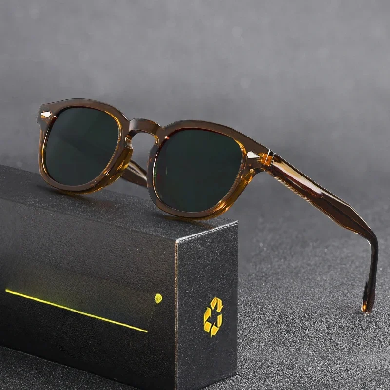Okulary przeciwsłoneczne męskie CATERSIDE Retro Round Punk z oprawkami z kwasu propjonowego, luksusowe okulary przeciwsłoneczne damskie sportowe rekreacyjne na imprezę, ochrona UV400 — zdjęcie 2