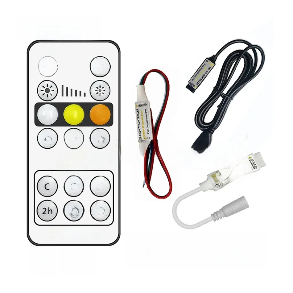 Podwójny kolorowy ściemniacz LED 5V 12V 24V RF Bezprzewodowy pilot zdalnego sterowania DC Wtyczka USB 3-pinowa 2700-6500K Kontroler PWM do taśm CCT 5050 — zdjęcie 2