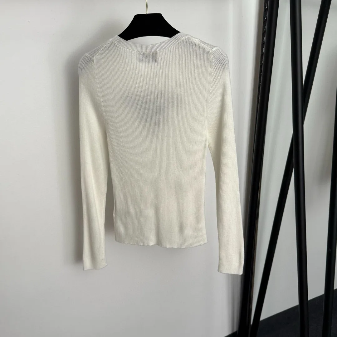 

25 осень-зима, новый повседневный женский вязаный топ с длинными рукавами, модный однотонный свитер с буквенным узором, базовая нижняя рубашка D12