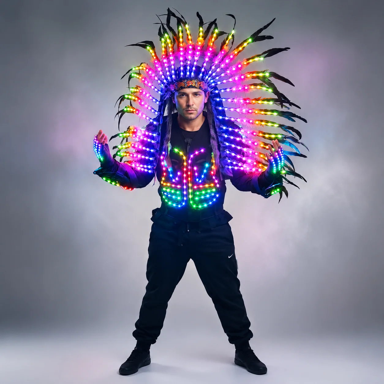 Costume en tricot à LED Shoous Armor Light Up Jacket, Costumes étincelants, Bar imbibé, Dance Team, DS Singer, DJ Nightclub, Full Document