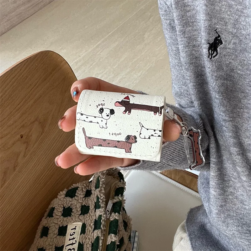 

Kawaii Puppy Earphone Case For Apple Airpods 4 3 2 Pro Cover with Charm Leather Cute Cartoon Headphone Cases For Airpod Pro 2