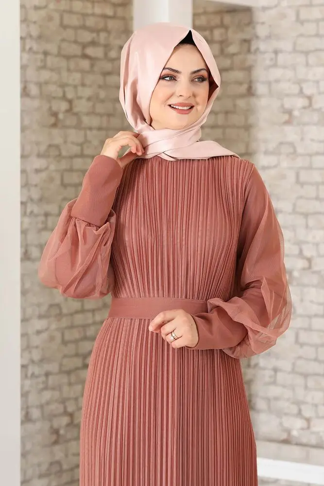 Women's tulle dress piliz long chic turtlenection dress chic Muslim fashion fashion fashionable Islamic clothing