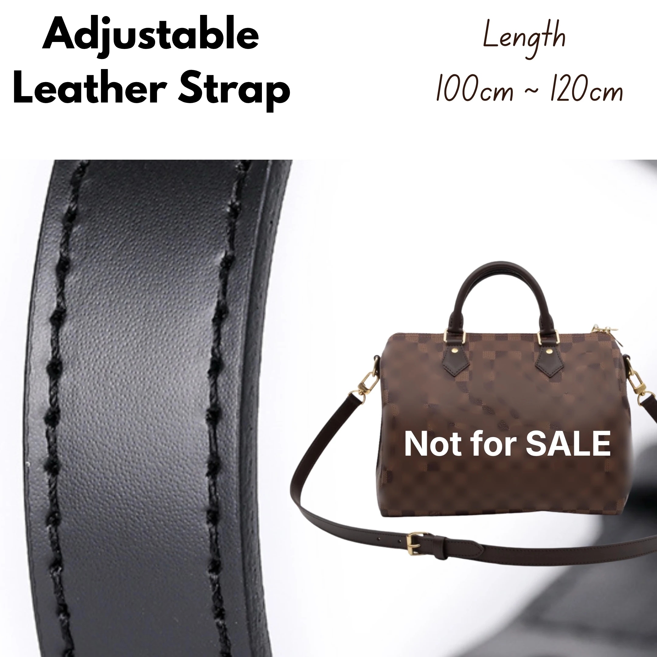Correa ajustable de cuero genuino premium negro de primera calidad, correa de repuesto de cuero auténtico para bolsos Speedy, bandolera.