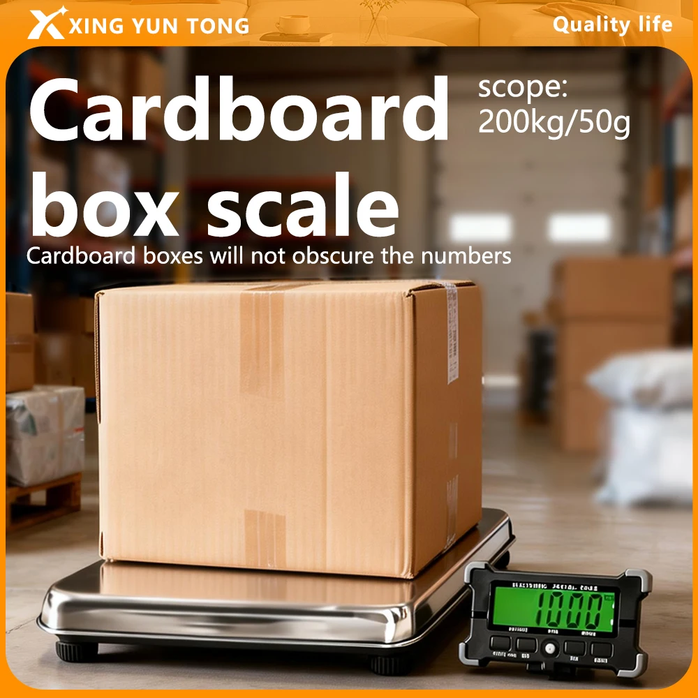 Digital Scale 200KGElectronic Postal Scale Stainless Steel Floor Scale LCD Backlight Display Portable Shipping Scale