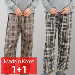 [콜라에스](1+1 2매) 남성 9부 체크파자마/브레체크+다브체크/한국 국내산/특면/잠옷