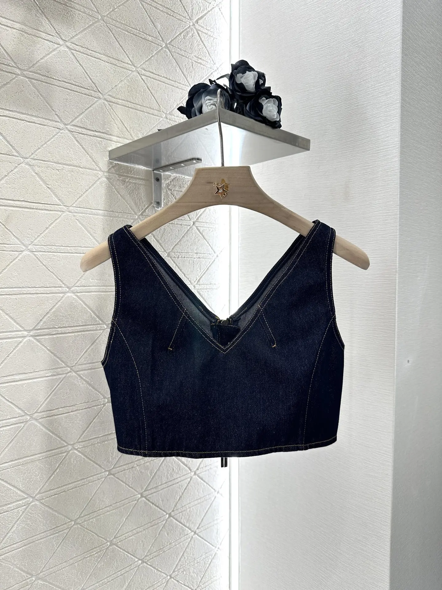 

2025 Women's Denim Vest Bralette Cropped Top Fashion Blue