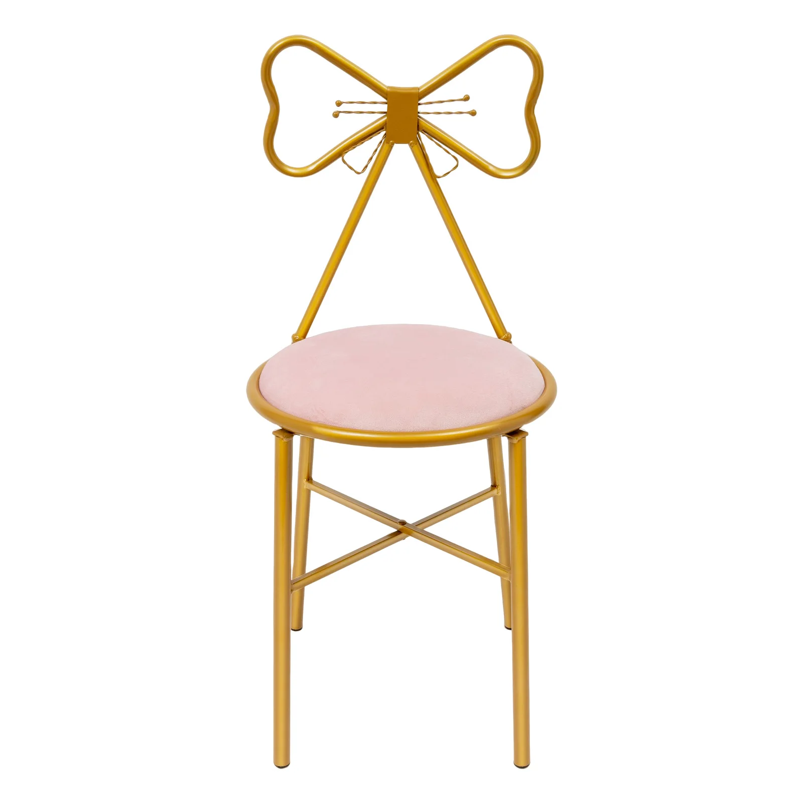 

Soft and Comfortable Light Pink Butterfly-Shaped Backrest Vanity Chair with Non-slip Feet for Restaurants and Lounge Rooms