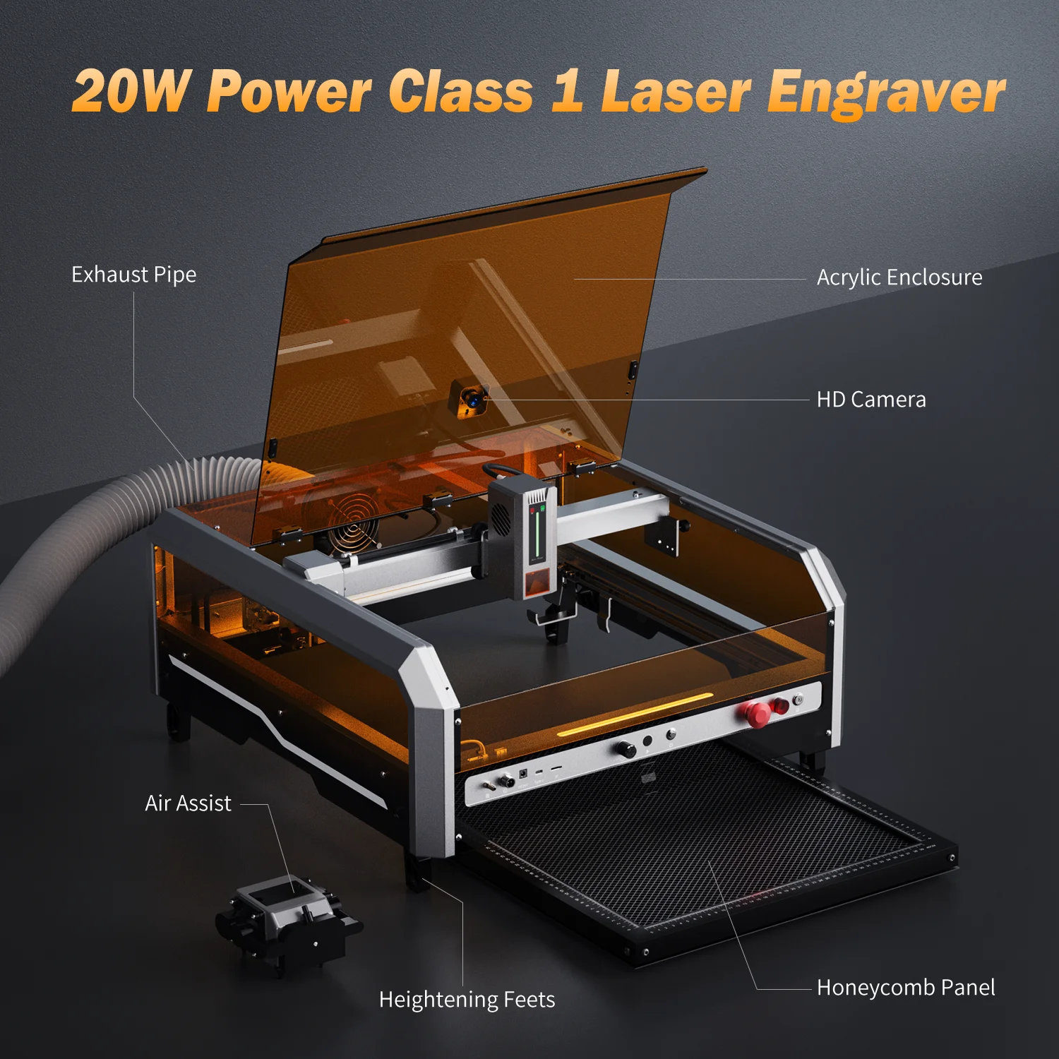 Carverall L8 Diodo 20W Incisore laser e taglierina per legno, taglierina laser CNC da tavolo per legno, acrilico, strumenti fai da te, incisione laser