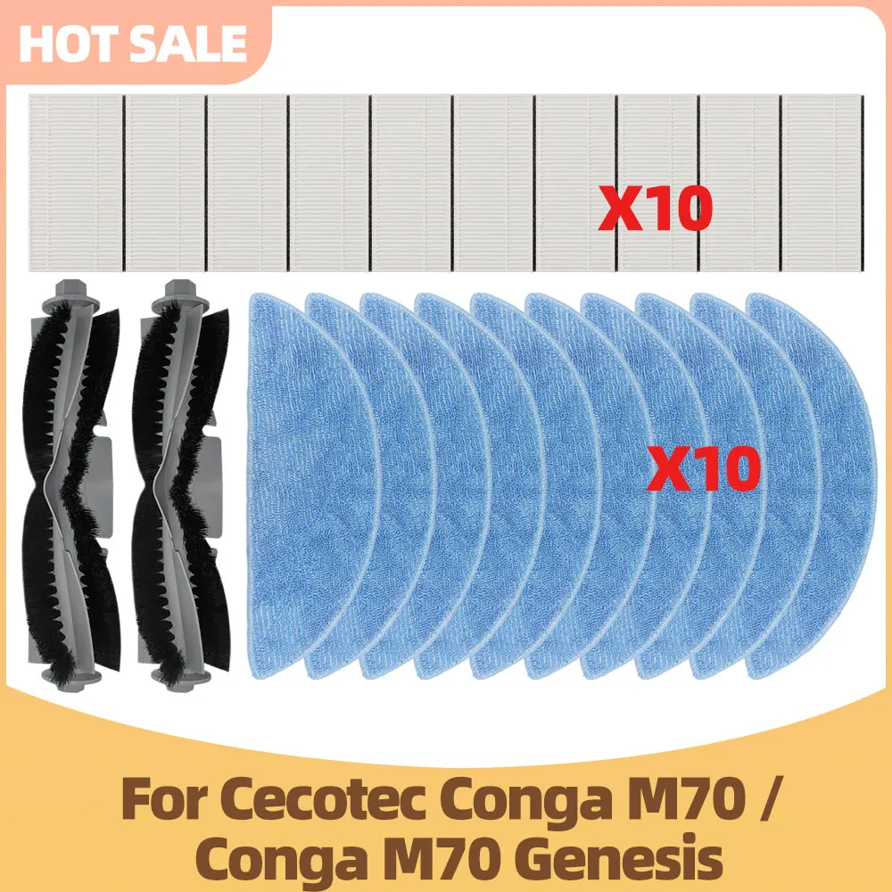 Compatible For Conga Cecotec Conga M70 / Conga M70 Genesis Vacuum Cleaner Main Brush Filter Mop Cloth Replacement Accessories