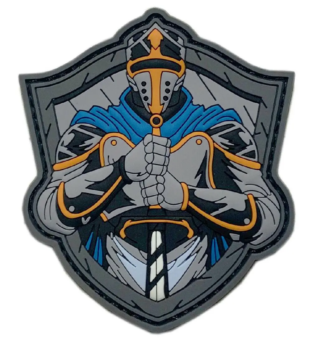 

Custom Logo Rubber PVC Patch Knights Templar Tactical Patch 3D-PVC Rubber -Hook Fastener