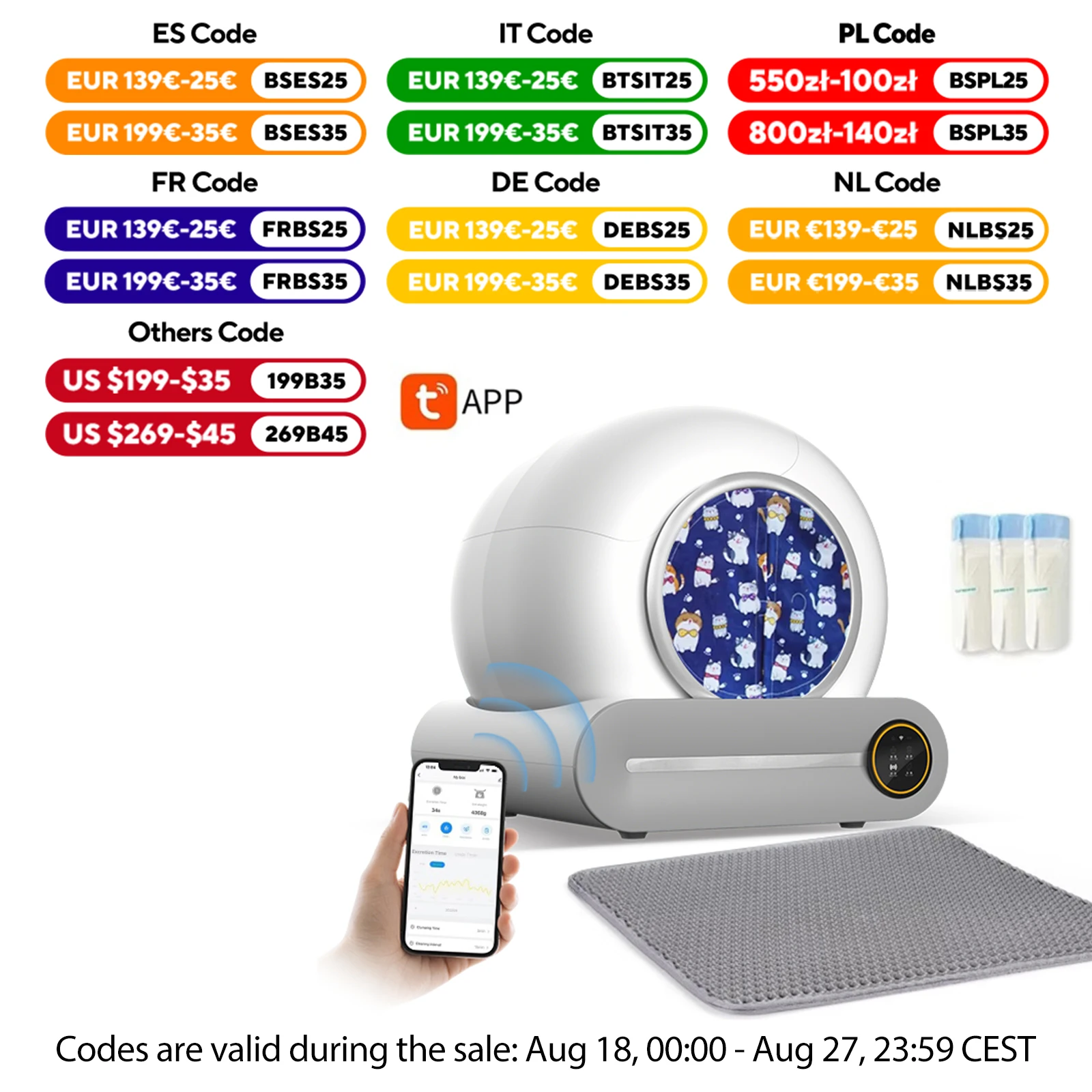 Lettiera automatica per gatti Extra Large autopulente toilette per gatti chiusa Sandbox vassoio per wc per gatti multipli Arenero Gato