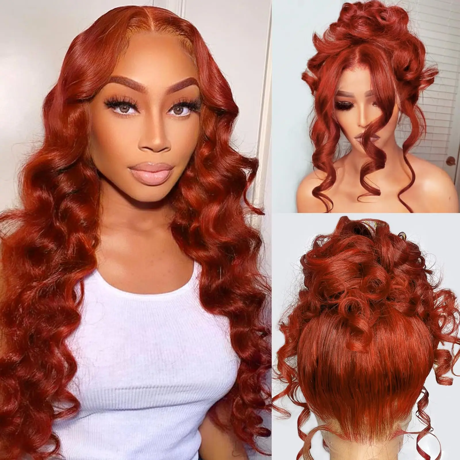 13x6 Lace Front Wig Long Layered Body Wave Wigs With Baby Hair Reddish Brown Color Wigs Raw 100% Human Hair For Women