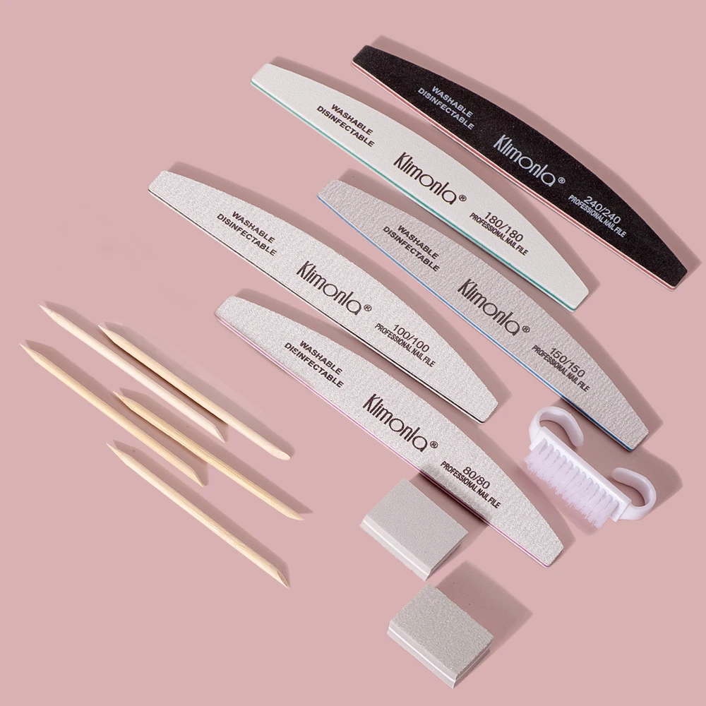 13/14 قطعة ملفات الأظافر المهنية 100 180 240 إيفا نصف القمر سميكة ملفات الأظافر الإسفنج تلميع كتلة مانيكير أدوات الصالون