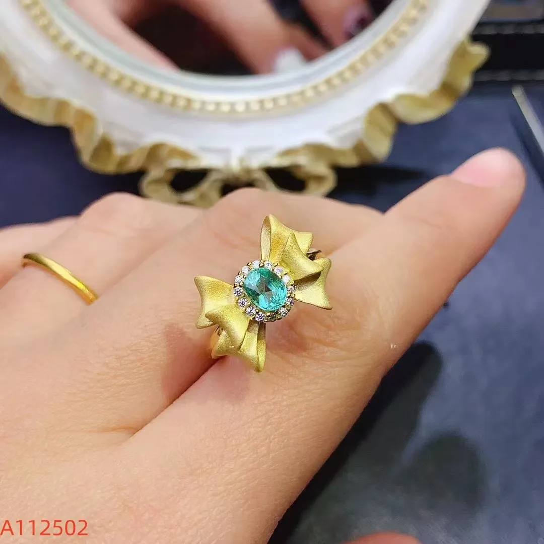 KJJEAXCMY Delikatna Biżuteria Pierścionek Damski z Naturalnym Kolumbijskim Szmaragdem Srebro Próby S925 Platerowane 18K Złotem na Urodziny dla Dziewczyny