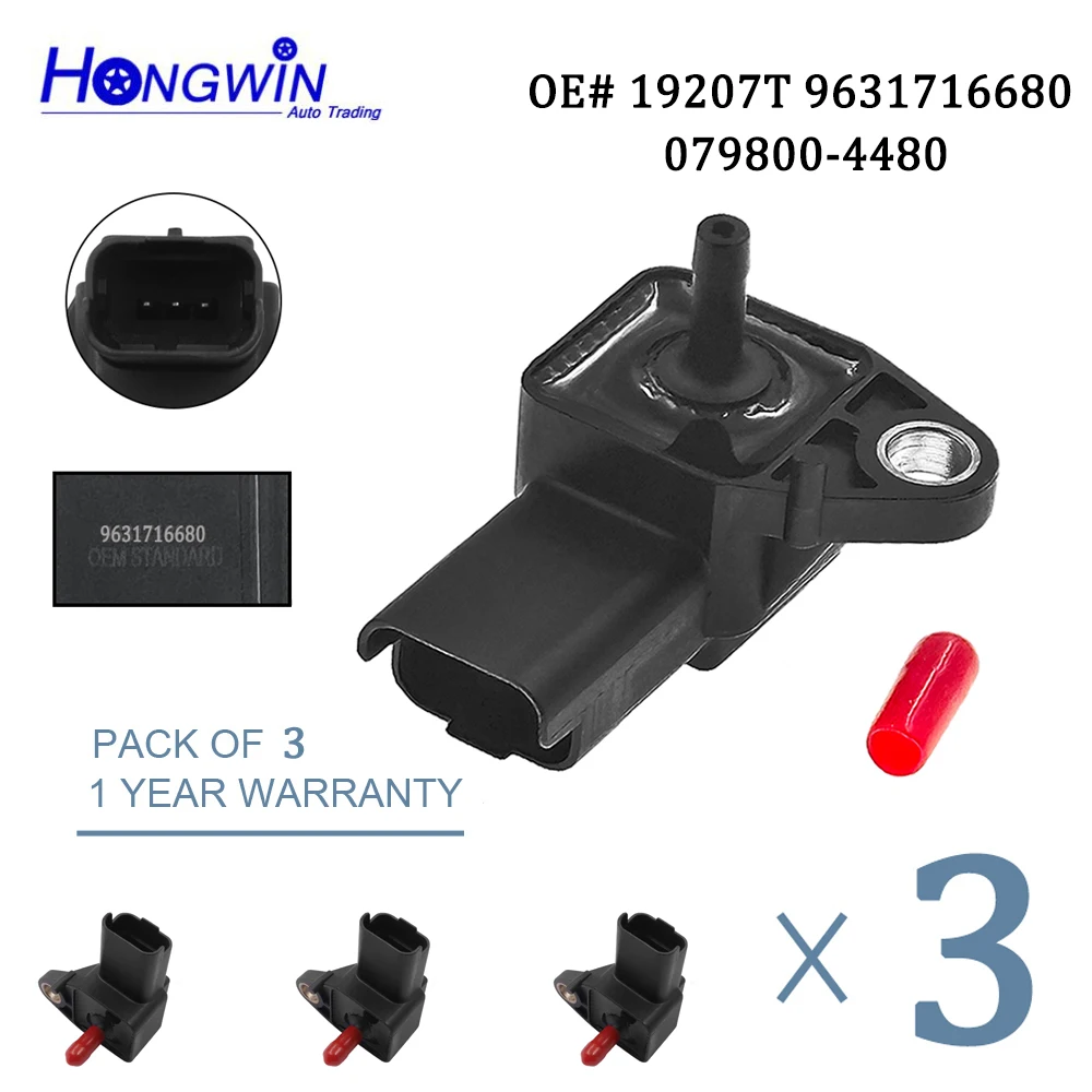 

1/3pcs 9631716680 19207T 079800-4480 079800-5780 Air Pressure MAP Sensor 2.5BAR For Citroen Pressure Fiat 1.4 2.0 2.2 HDi JTD